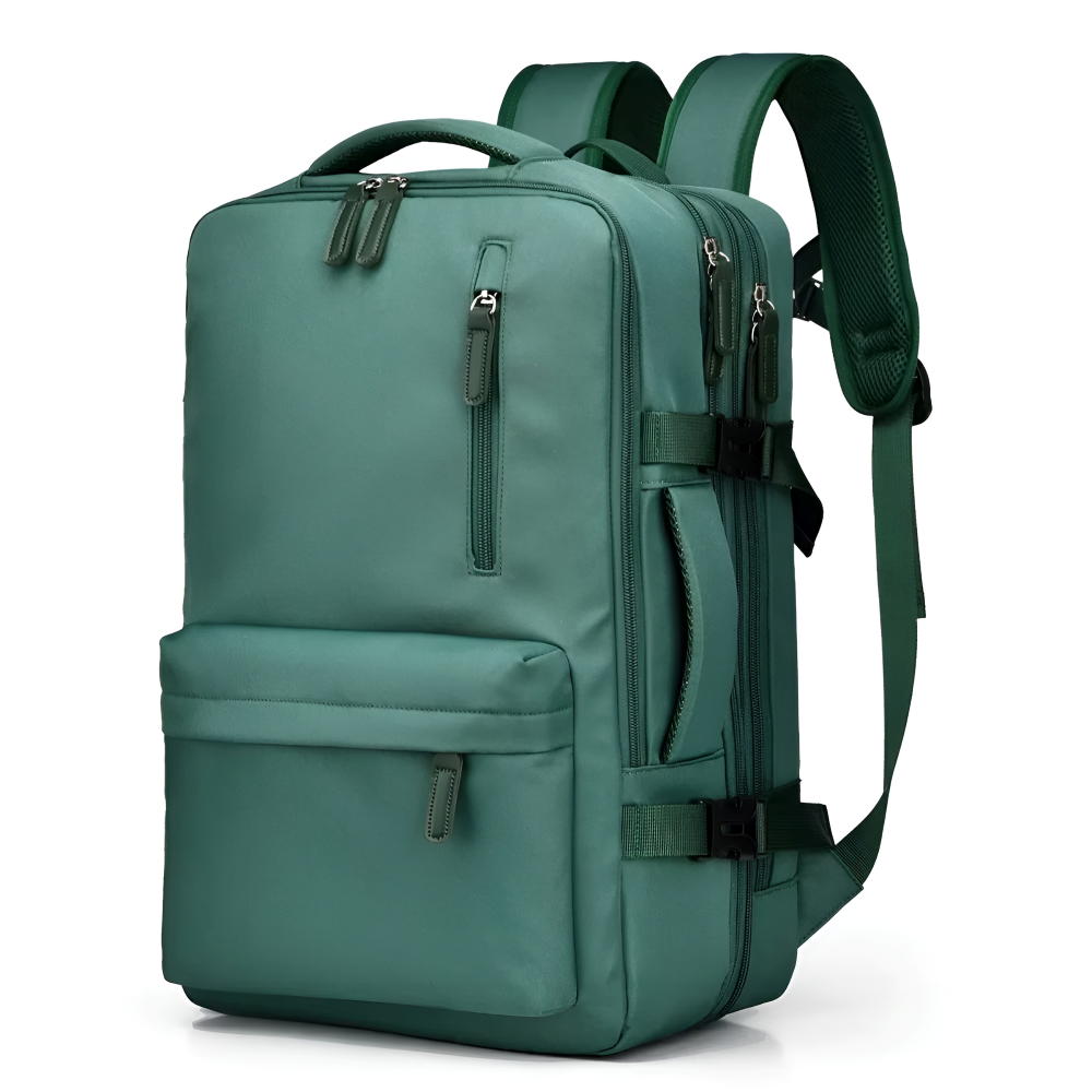 Erweiterbarer Handgepäck-Rucksack 46 × 30 × 16–26 cm – Wasserabweisender Laptop-Reiserucksack mit vielen Fächern