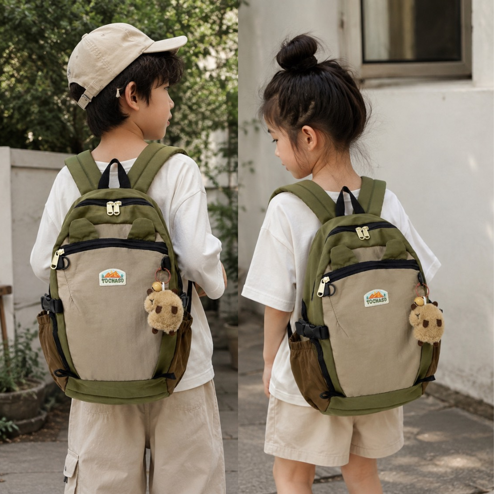 Kinder-Rucksack mit zweifarbigem Design – Leichter Kindergartenrucksack aus Polyester für 3–6 Jahre