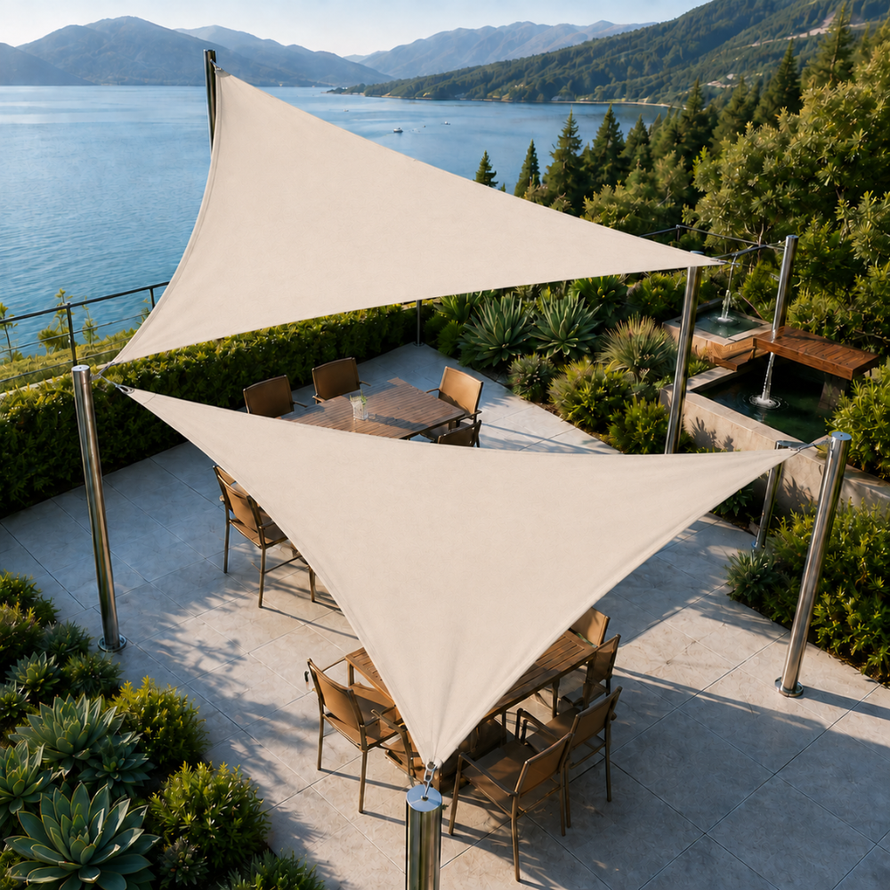 Dreieckiges Sonnensegel 300D Oxford-Gewebe – Robust & UV-Beständig – für Terrasse & Garten