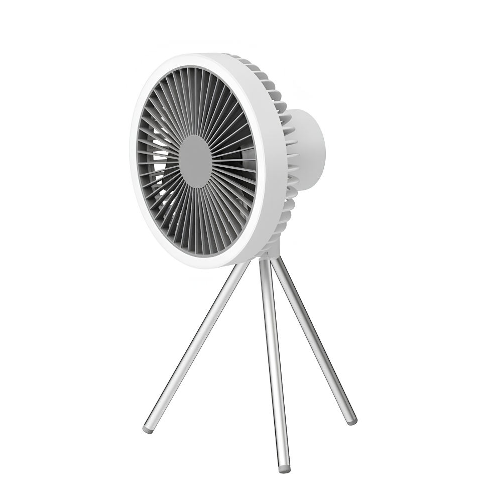 Camping Ventilator mit LED Licht USB Akku Powerbank Hängend oder mit Stativ für Zelt Outdoor