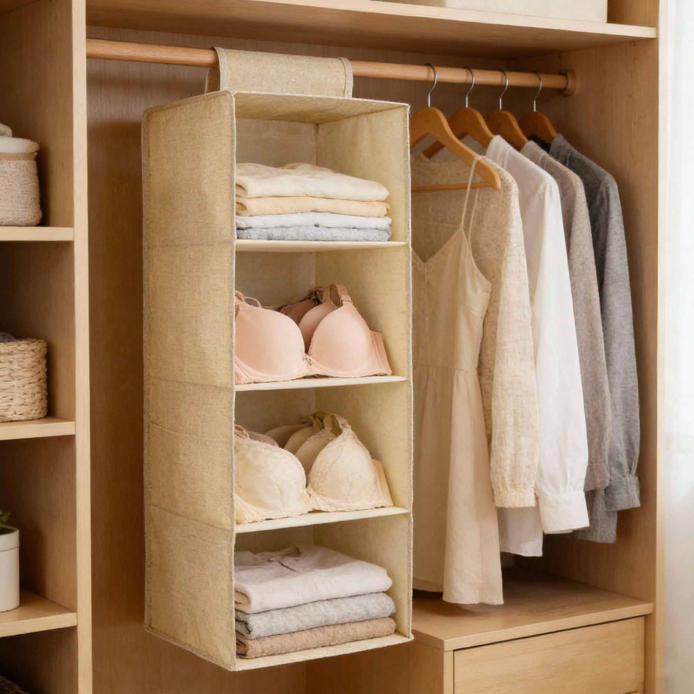 Hängender Schrankorganizer 3 bis 5 Fächer – Platzsparendes Hängeregal für den Kleiderschrank