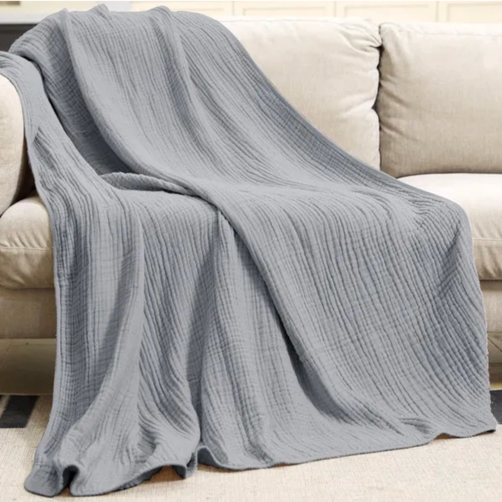 Sano Musselin Kuscheldecke Baumwolle - Leichte Wohndecke & Sofadecke für Sommer & Übergang