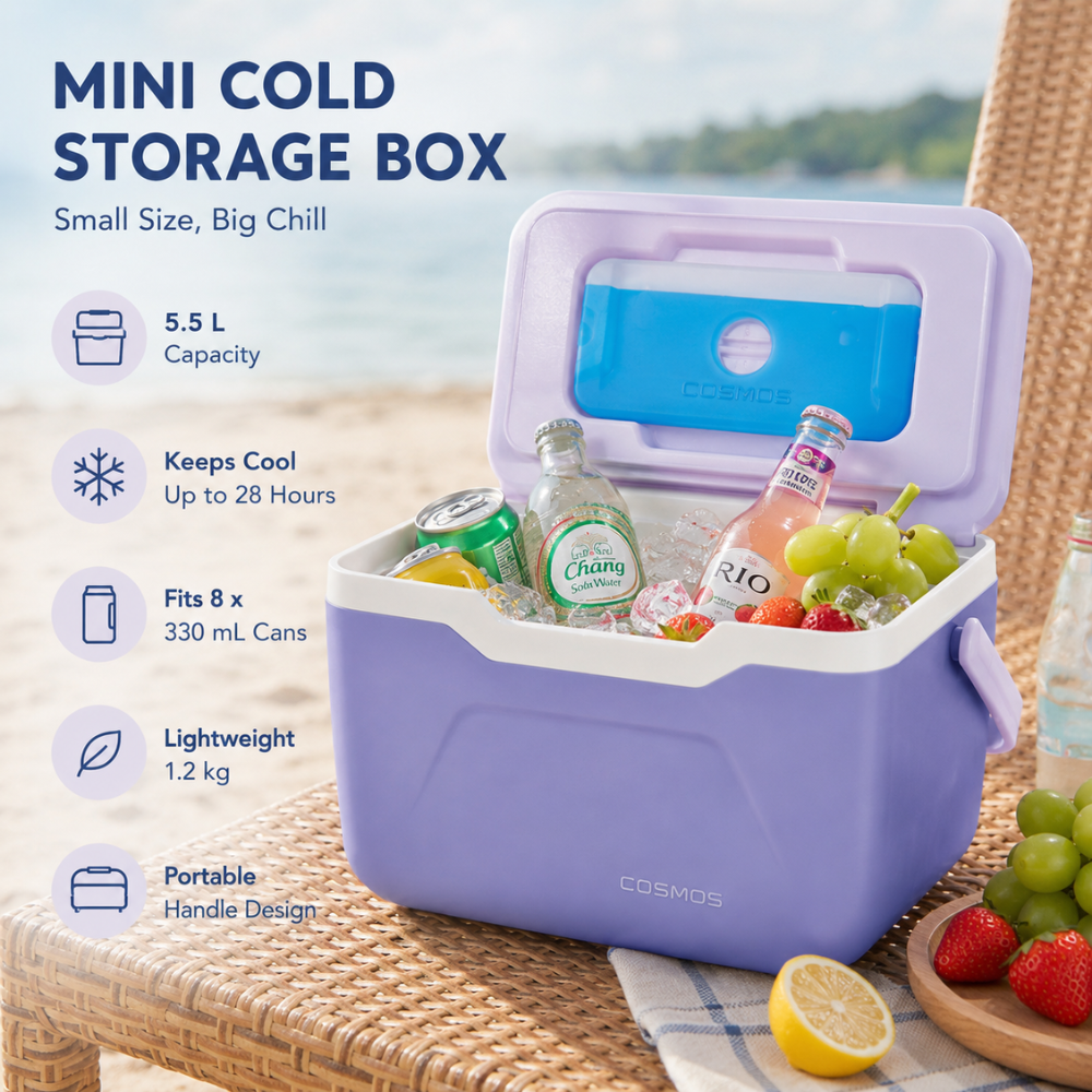 Tragbare 5,5L Mini-Kühlbox | Leichte Outdoor-Kühlbox mit Kühlakku für Camping, Picknick & Auto