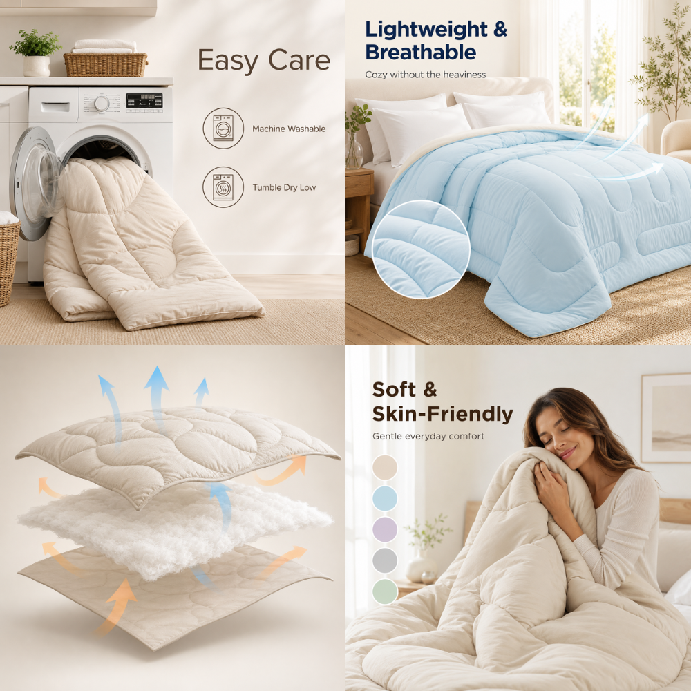Ganzjahres Bettdecke – Weiche gesteppte Komfortdecke, atmungsaktive Schlafdecke für Bett, Schlafzimmer & Gästezimmer