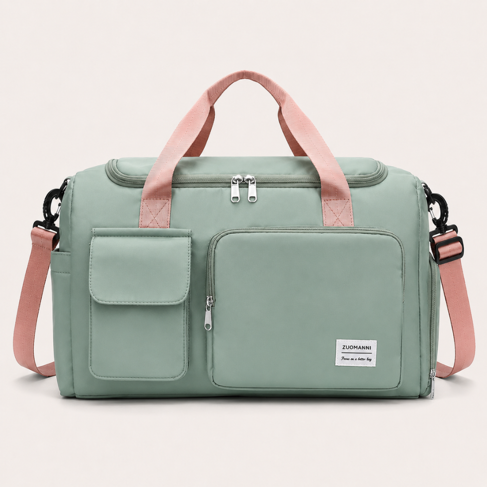 Große Reise- und Sporttasche mit Schuhfach | Faltbare Weekender-Tasche mit Schultergurt und mehreren Fächern