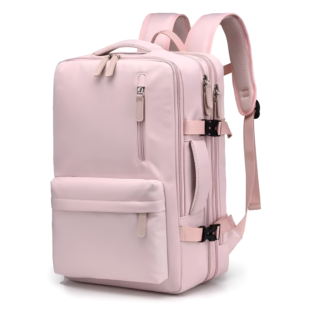 Erweiterbarer Handgepäck-Rucksack 46 × 30 × 16–26 cm – Wasserabweisender Laptop-Reiserucksack mit vielen Fächern
