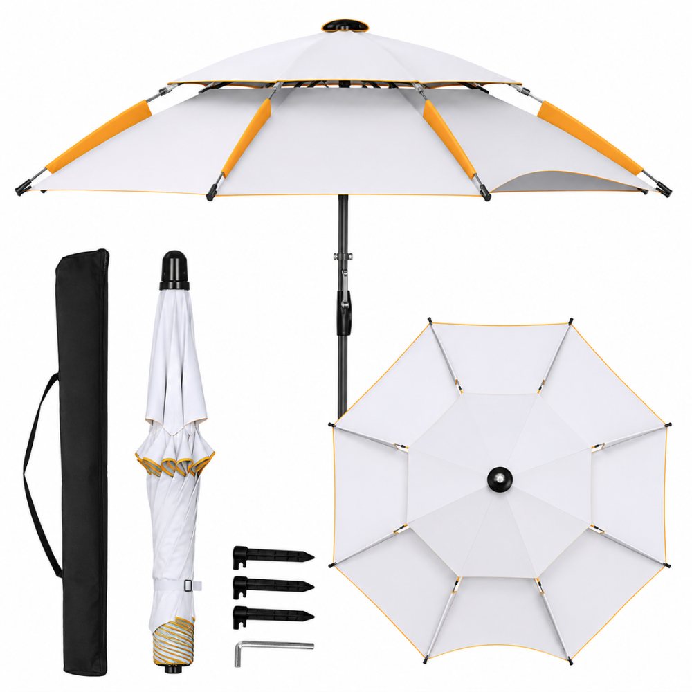 Verstellbarer Sonnenschirm Outdoor 2 m 2,2 m 2,4 m Strandschirm Gartenschirm Wasserabweisend für Terrasse Camping Strand