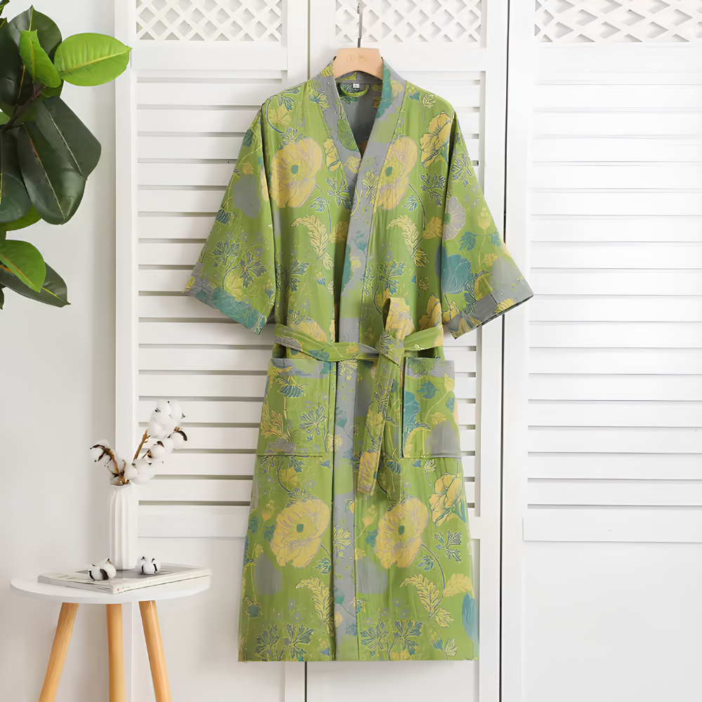Retro Kimono Bademantel aus Baumwolle - Luftiger Morgenmantel & Loungewear für Damen & Herren