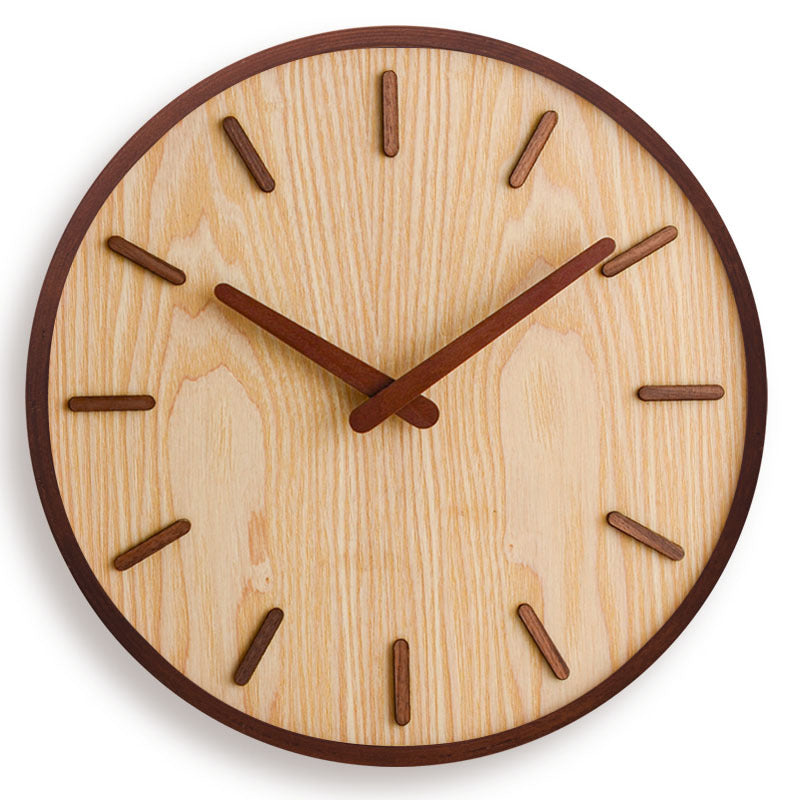 Wandklok Holzoptik Rund – Minimalistische Wanduhr im Walnuss Design für Wohnzimmer, Küche & Büro