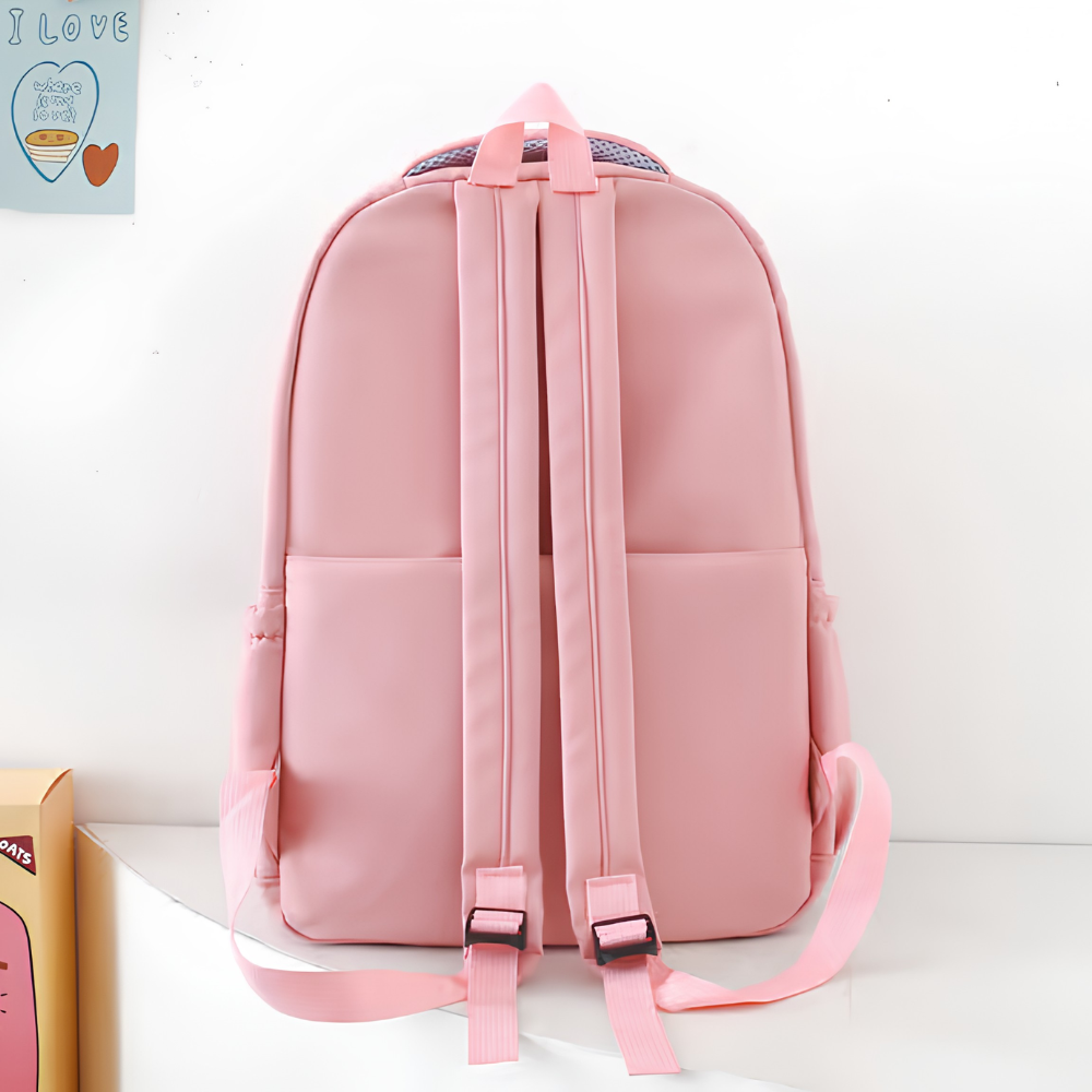 Schulrucksack-Set 4-teilig mit Hasenohren – Großer Nylon-Rucksack mit Tragetasche, Beutel & Mäppchen für Schule & Freizeit