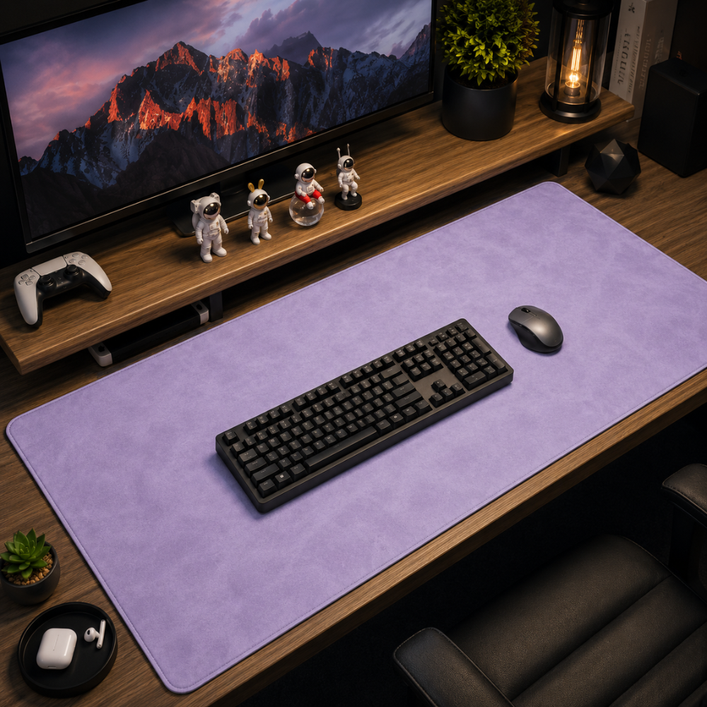 Große Schreibtischunterlage & Mauspad in Leder-/Wildlederoptik – Wasserabweisende rutschfeste Gummimatte für Büro, Homeoffice & Gaming