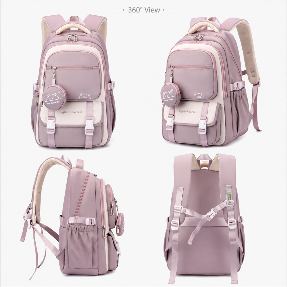 Kawaii Schulrucksack mit mehreren Fächern & Mini-Tasche – Leichter großer Rucksack für Schule, Uni & Reisen
