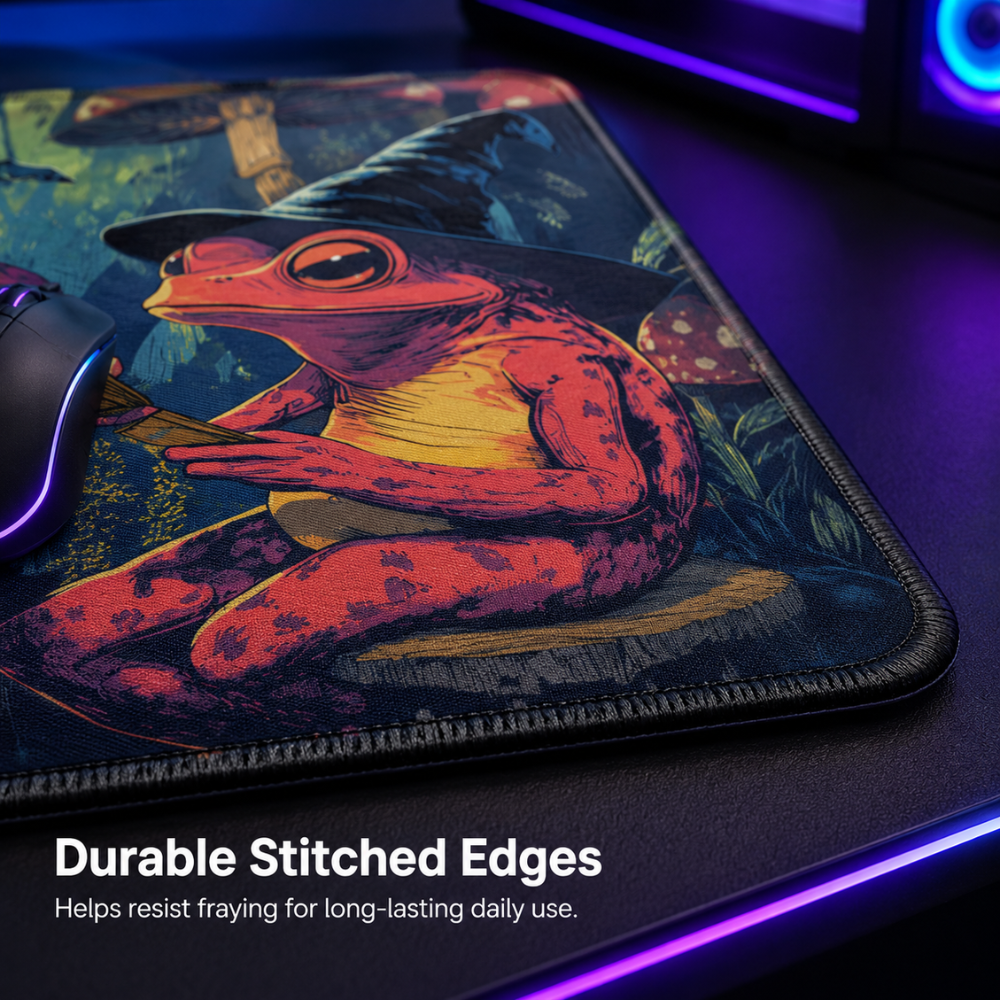 Großes Gaming Mauspad 30 × 60 cm mit Fantasy-Tiermotiv | Rutschfeste Gummi-Schreibtischunterlage mit genähtem Rand