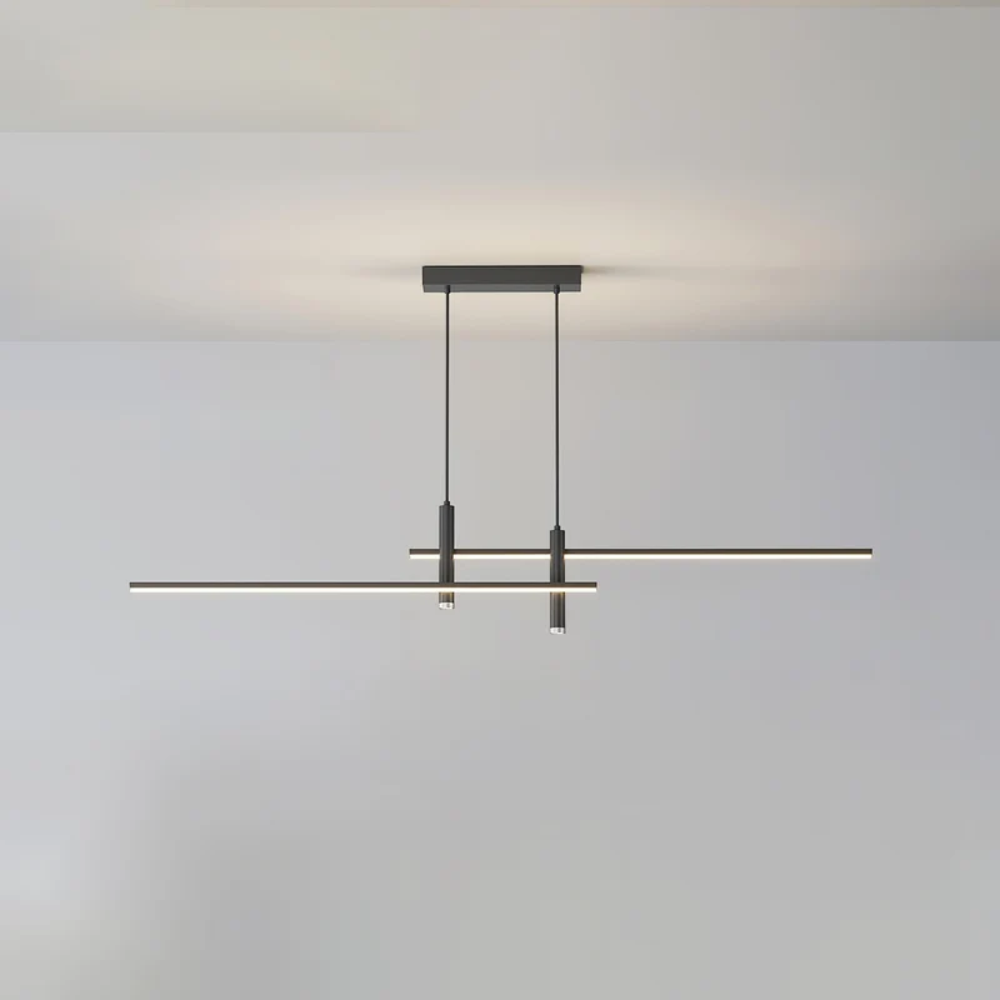 Lineare Pendelleuchte in Schwarz – Höhenverstellbare Metalllampe mit dimmbarem warmem Licht