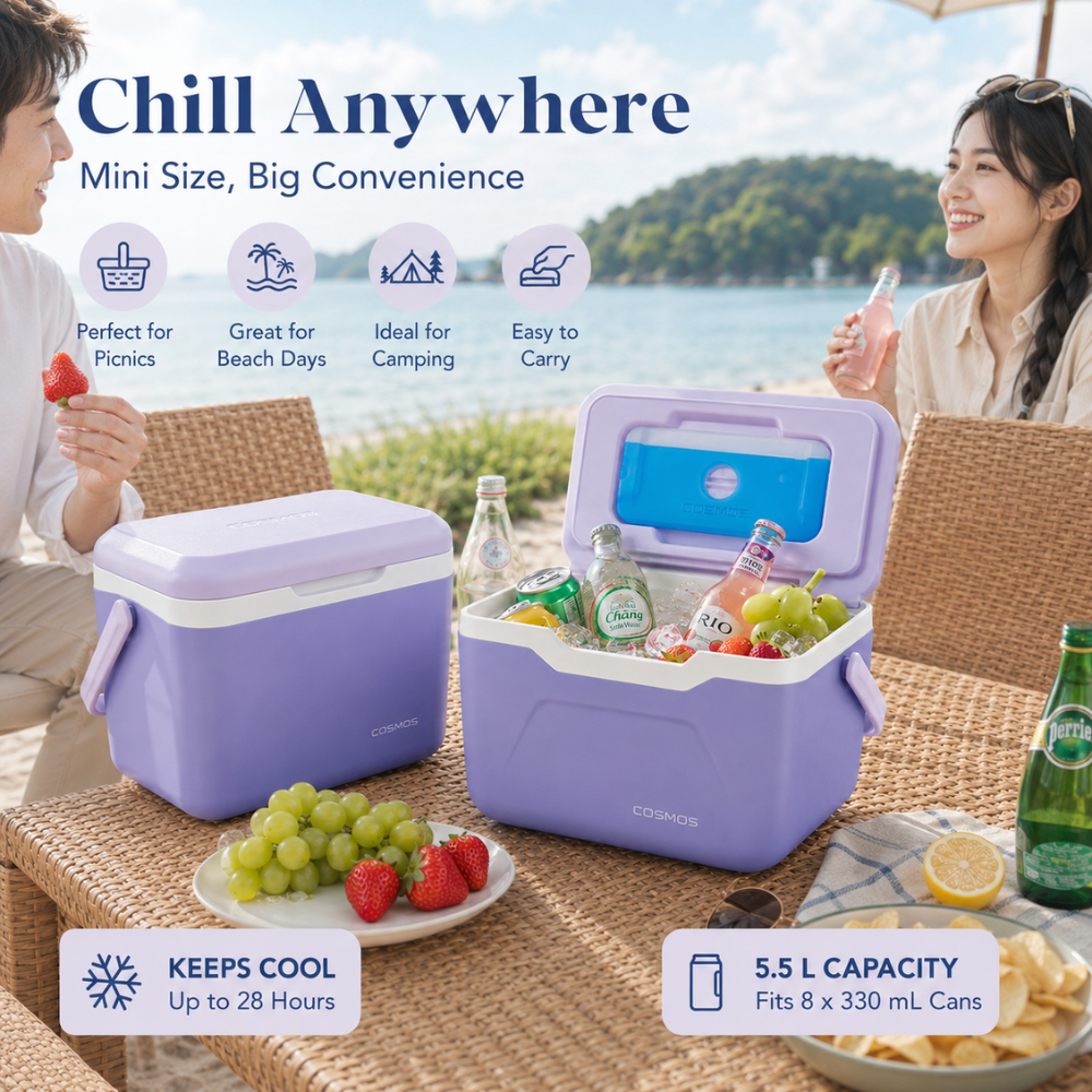 Tragbare 5,5L Mini-Kühlbox | Leichte Outdoor-Kühlbox mit Kühlakku für Camping, Picknick & Auto