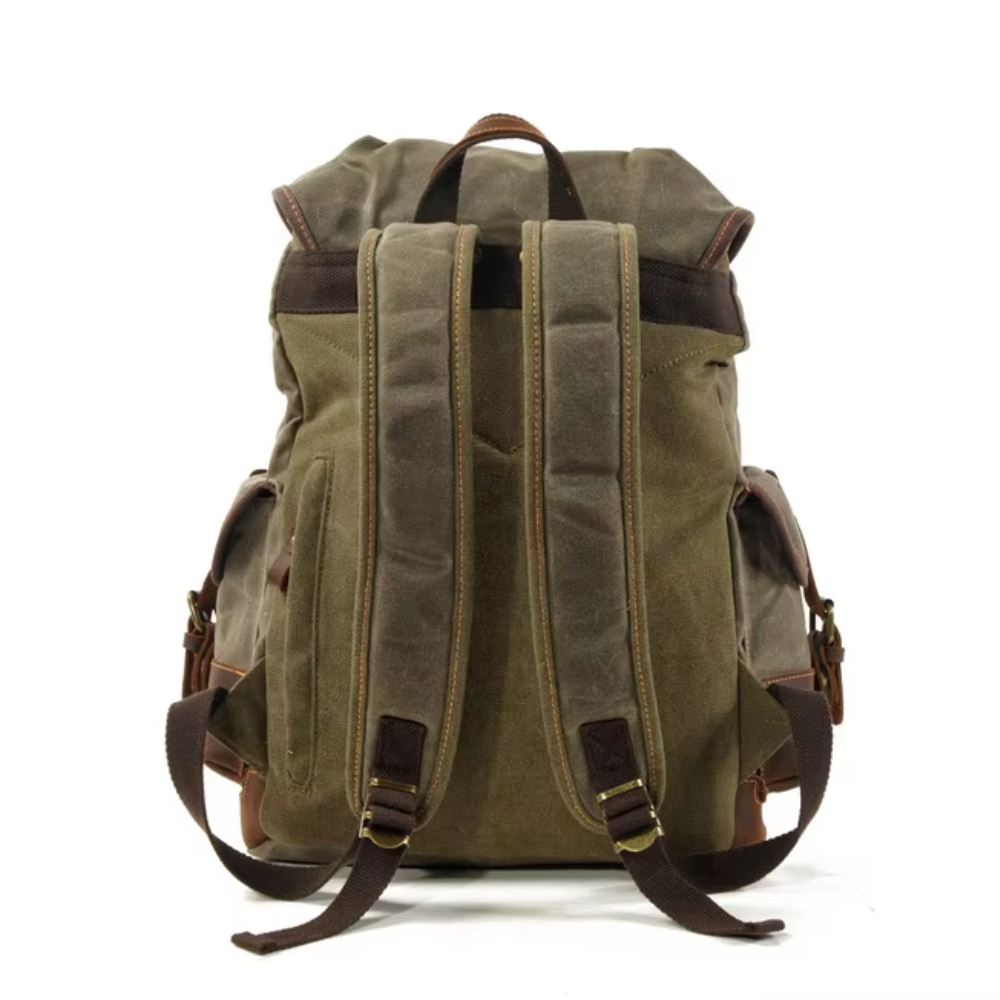 Vintage Wachstuch Canvas Rucksack für Herren - Großer Laptop Tagesrucksack & Reise-Rucksack