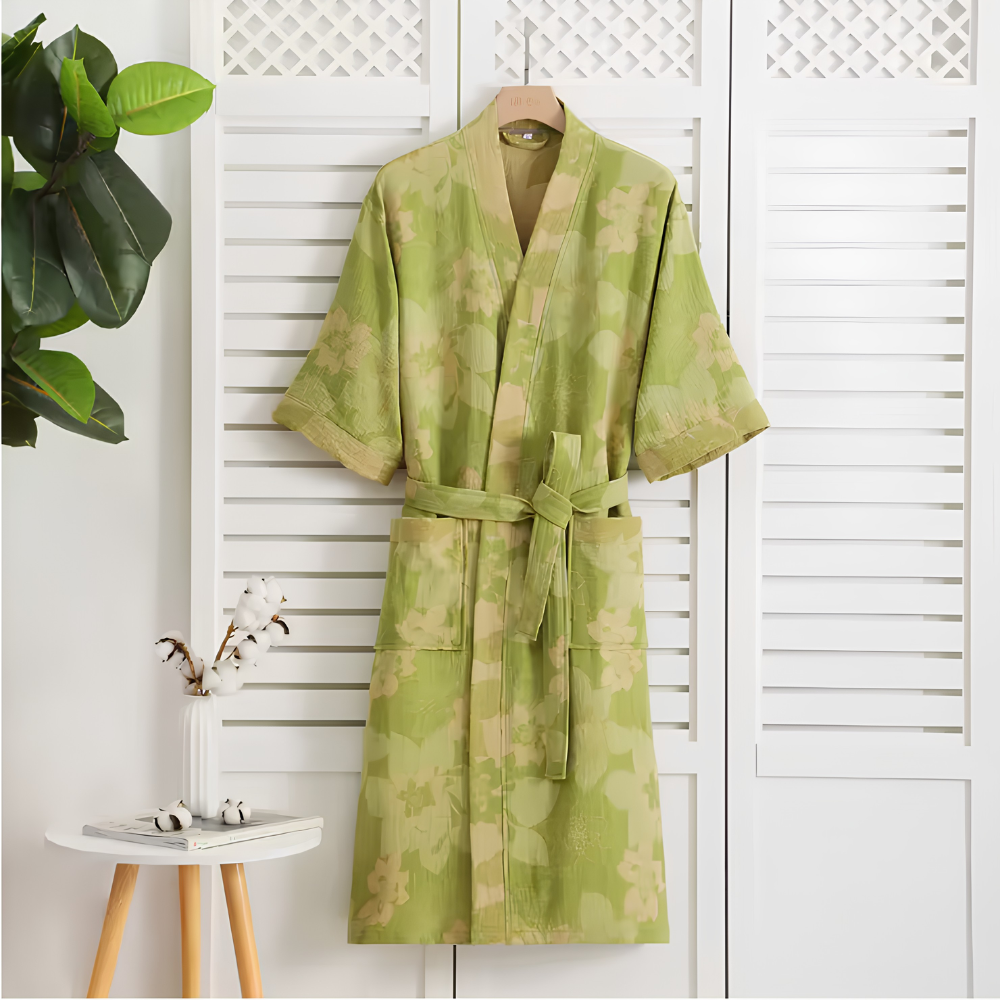 Retro Kimono Bademantel aus Baumwolle - Luftiger Morgenmantel & Loungewear für Damen & Herren