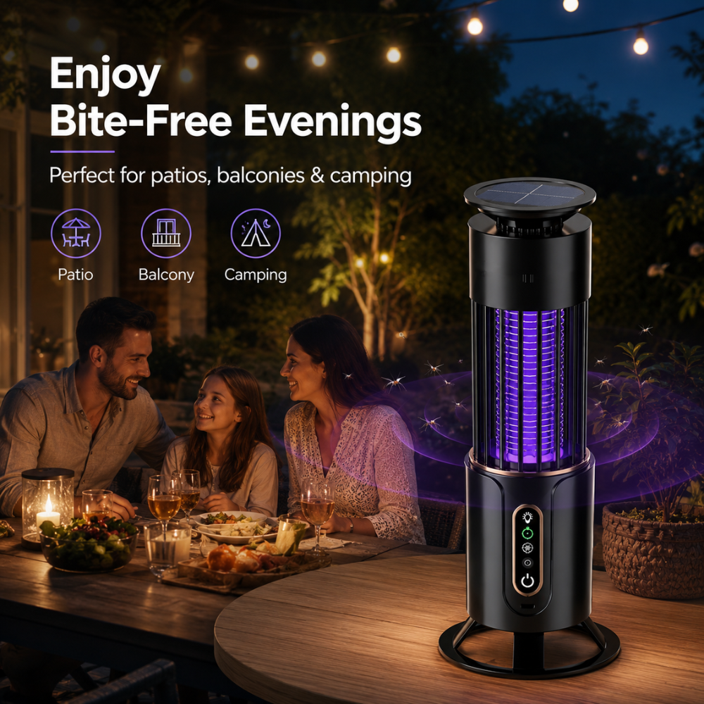 Wiederaufladbare Mückenlampe 2-in-1 – Elektrische UV Insektenfalle mit Nachtlicht für Camping, Balkon & Zuhause
