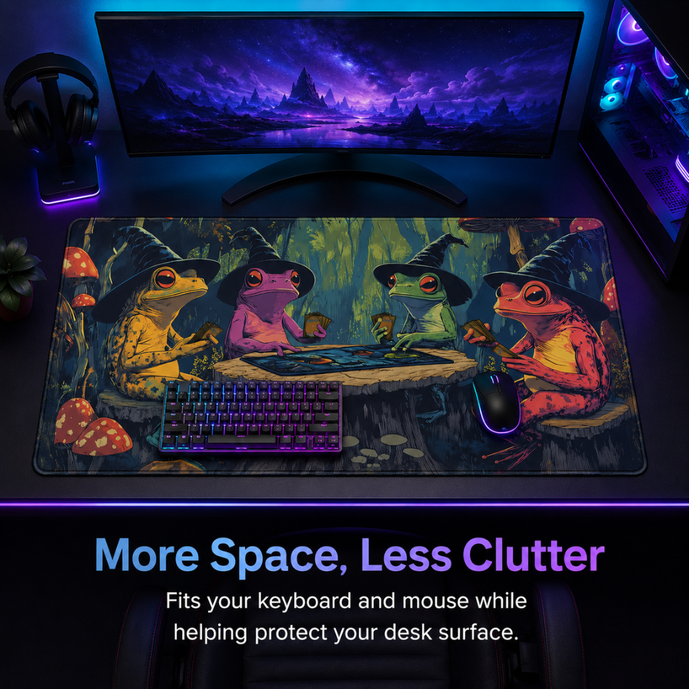 Großes Gaming Mauspad 30 × 60 cm mit Fantasy-Tiermotiv | Rutschfeste Gummi-Schreibtischunterlage mit genähtem Rand