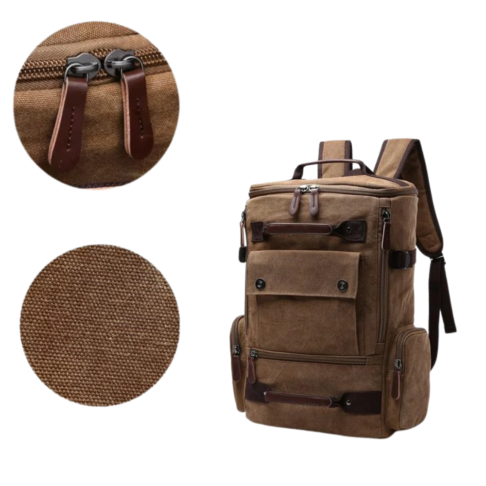 Garnet Großer Canvas Rucksack Vintage - Wasserabweisender Reiserucksack mit Laptopfach für Herren 36-55L, Laptopfach