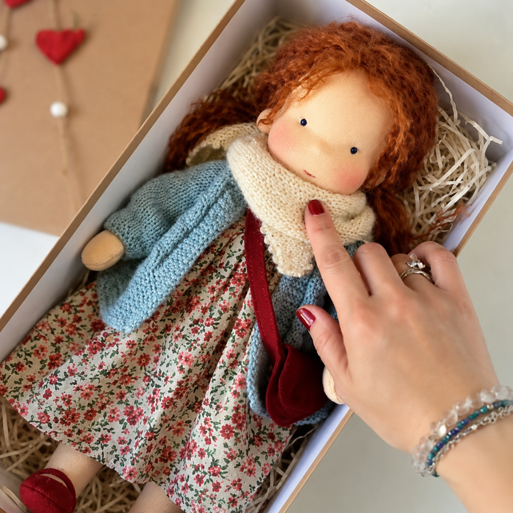 Waldorf-inspirierte Stoffpuppe 30 cm für Kinder Weiche Ragdoll Kuschelpuppe zum Spielen und Dekorieren