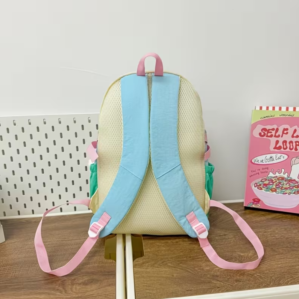 Kinder-Rucksack mit zweifarbigem Design – Leichter Kindergartenrucksack aus Polyester für 3–6 Jahre