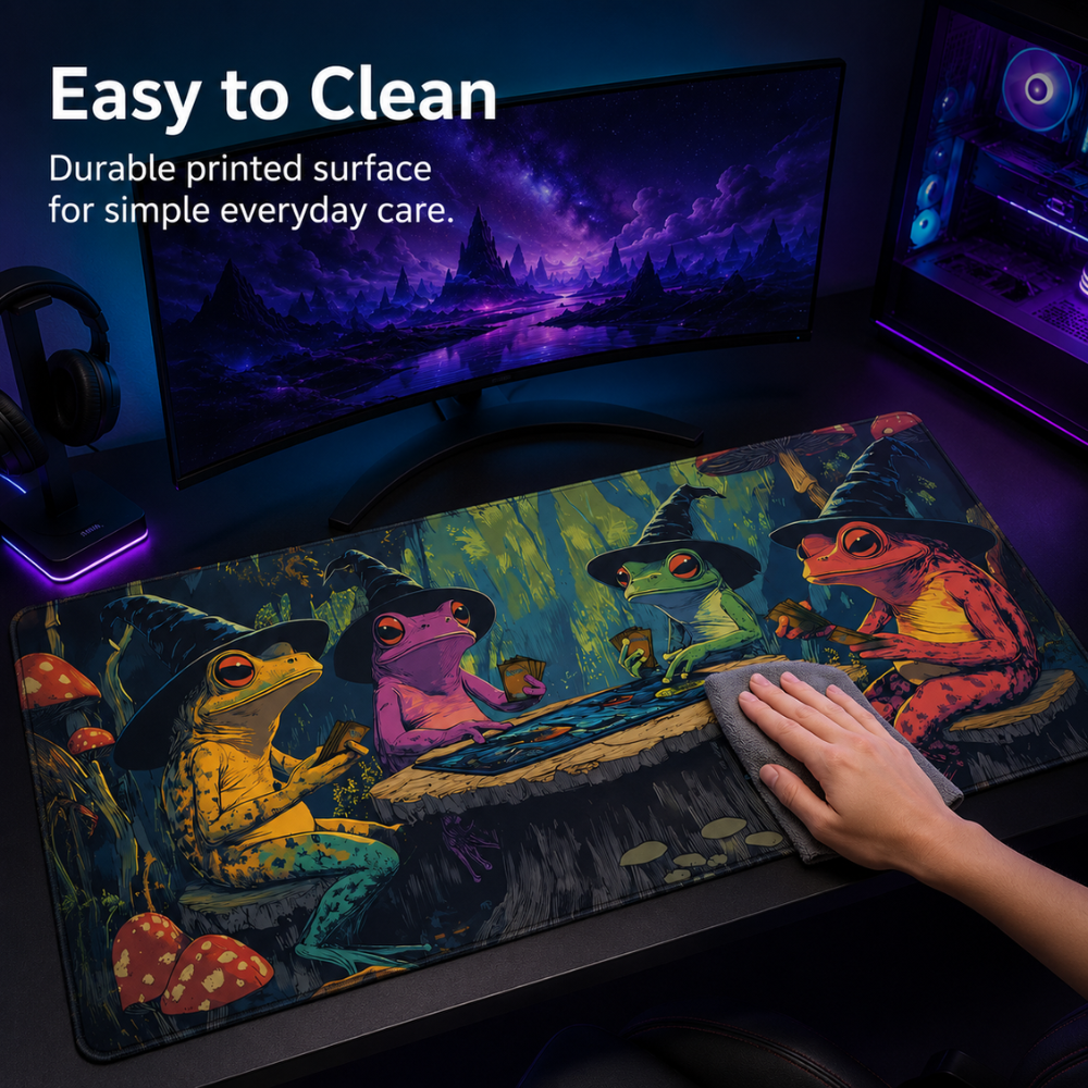 Großes Gaming Mauspad 30 × 60 cm mit Fantasy-Tiermotiv | Rutschfeste Gummi-Schreibtischunterlage mit genähtem Rand