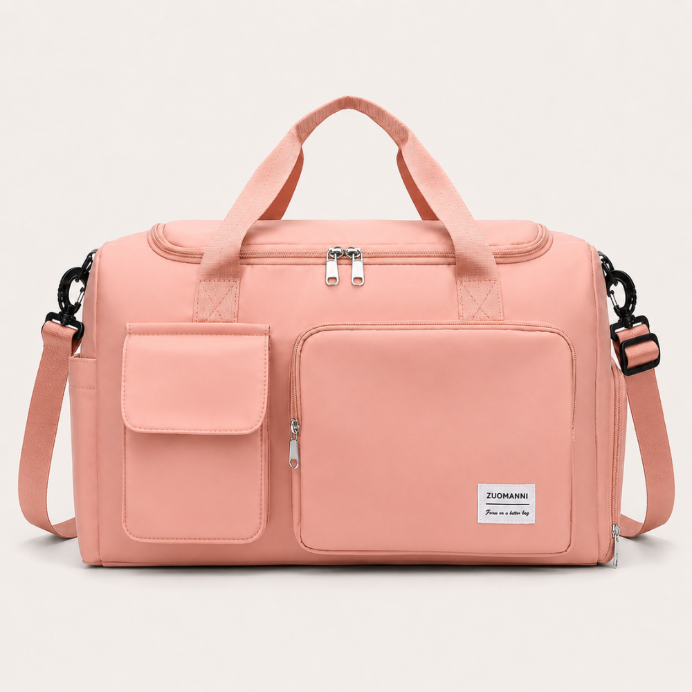 Große Reise- und Sporttasche mit Schuhfach | Faltbare Weekender-Tasche mit Schultergurt und mehreren Fächern
