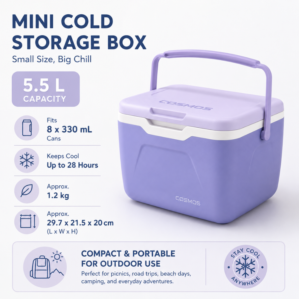 Tragbare 5,5L Mini-Kühlbox | Leichte Outdoor-Kühlbox mit Kühlakku für Camping, Picknick & Auto