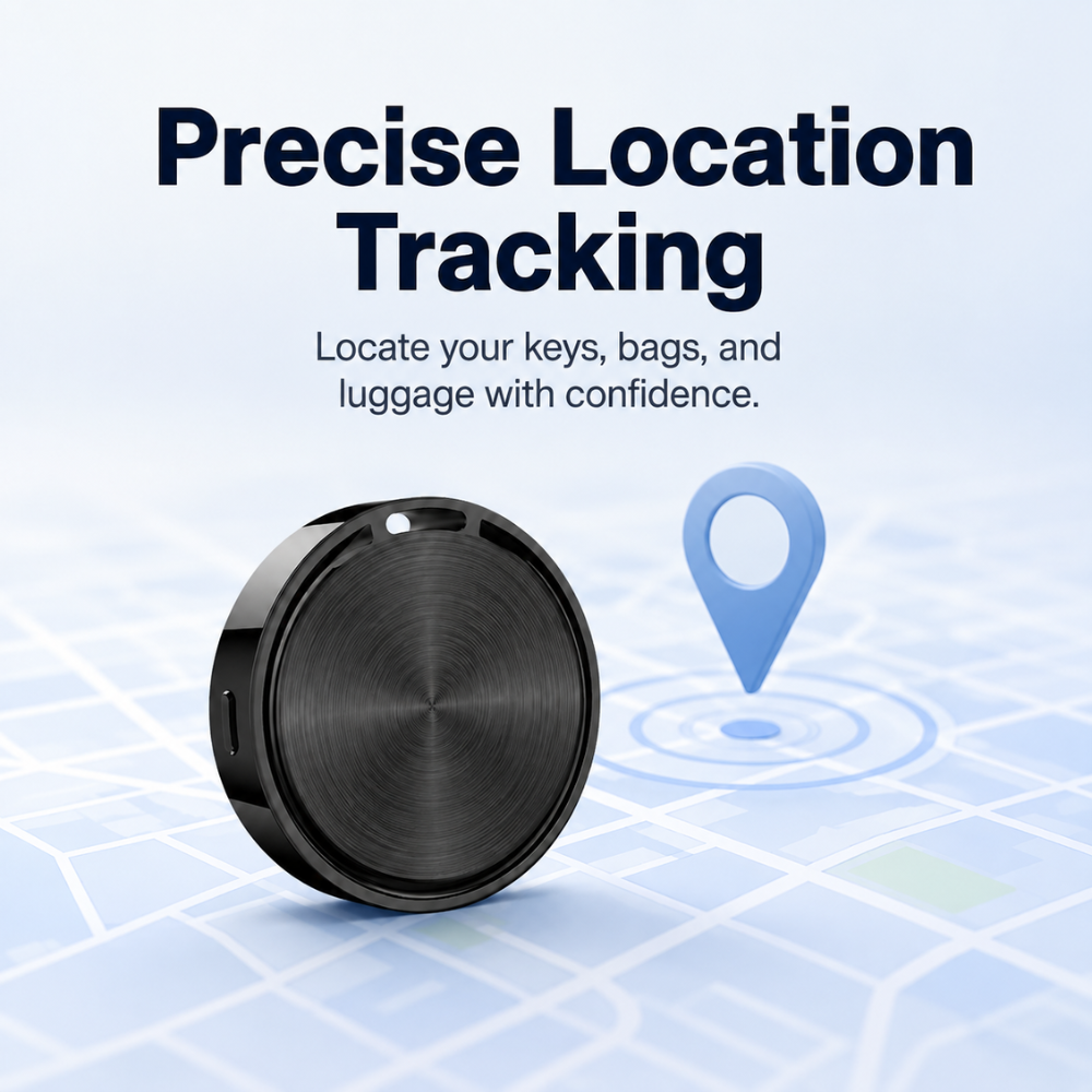 Bluetooth-Tracker für Android – Kompakter Smart Tag mit Google Find Hub, Tonalarm & langer Batterielaufzeit für Schlüssel, Tasche & Gepäck