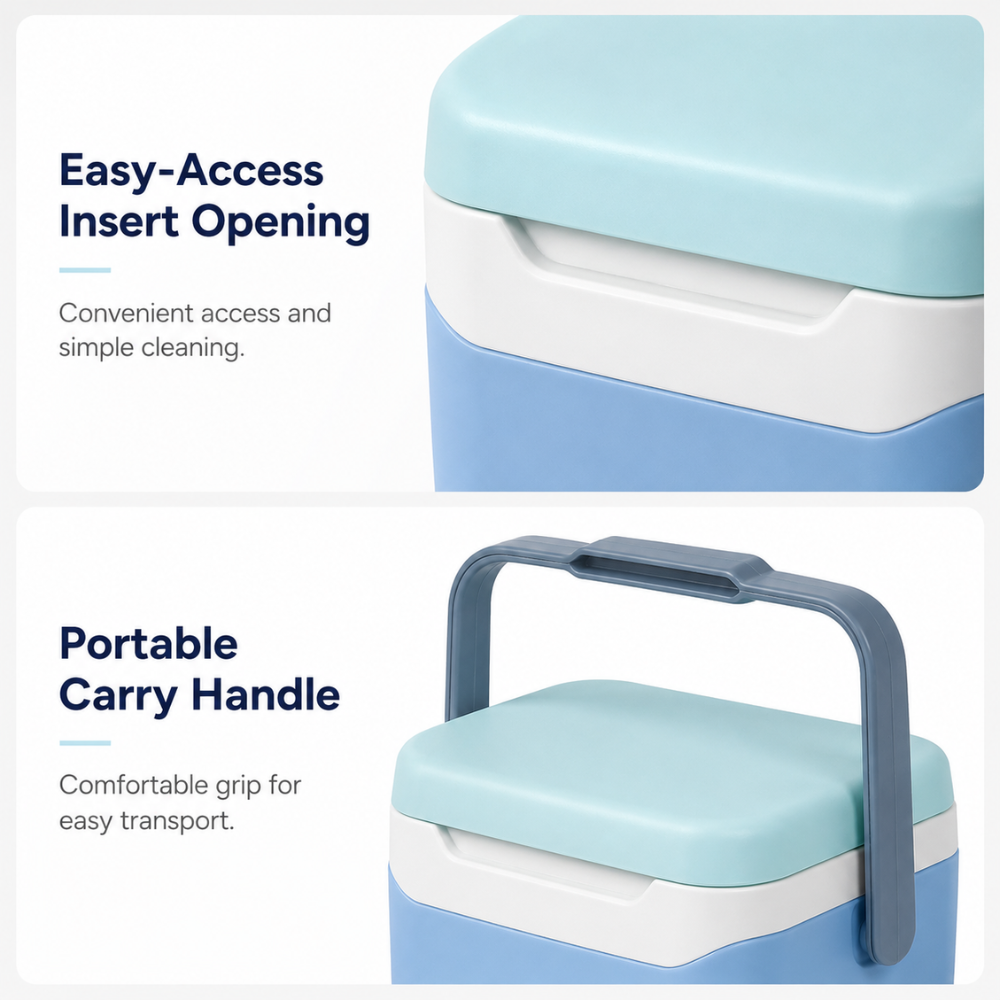 Tragbare 5,5L Mini-Kühlbox | Leichte Outdoor-Kühlbox mit Kühlakku für Camping, Picknick & Auto