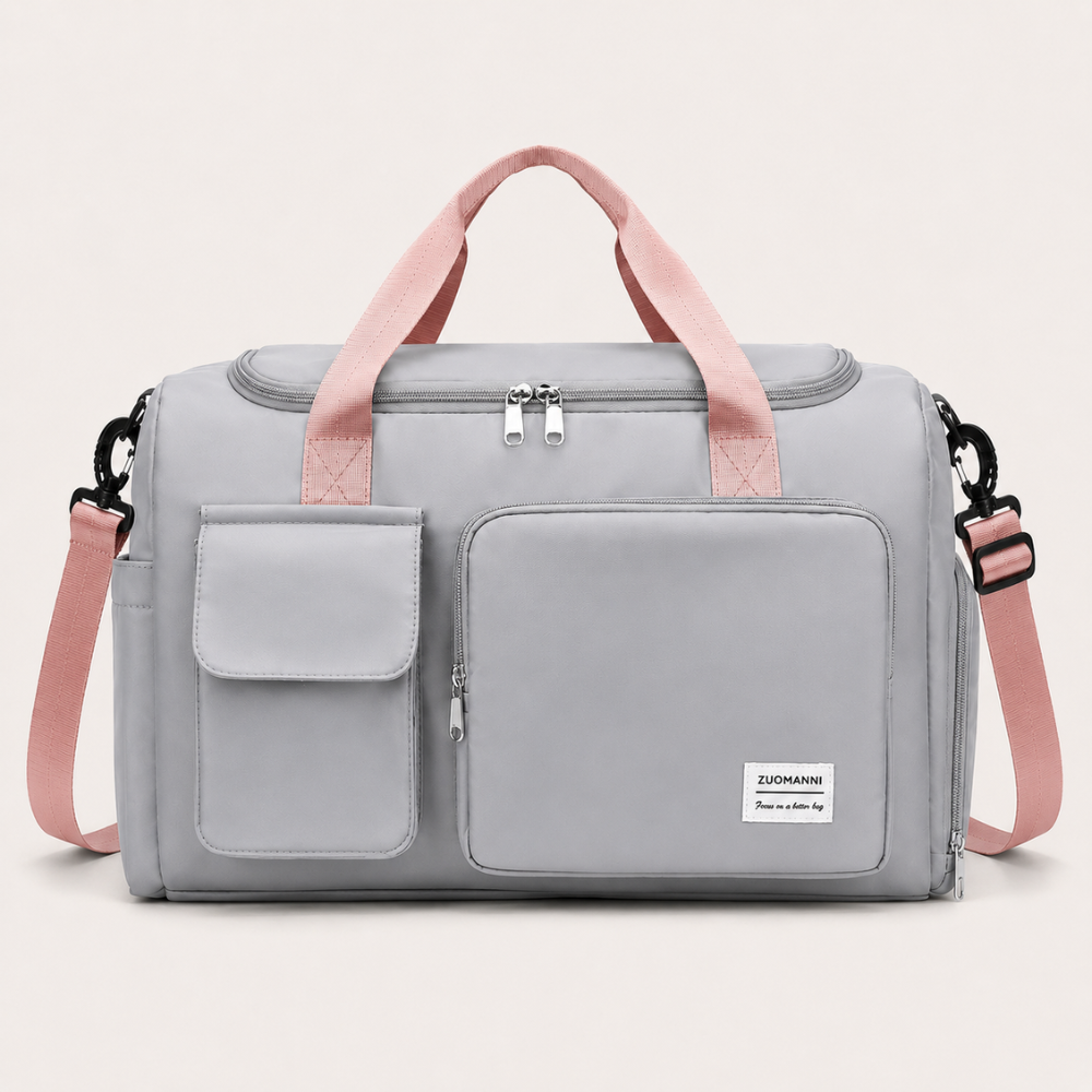 Große Reise- und Sporttasche mit Schuhfach | Faltbare Weekender-Tasche mit Schultergurt und mehreren Fächern