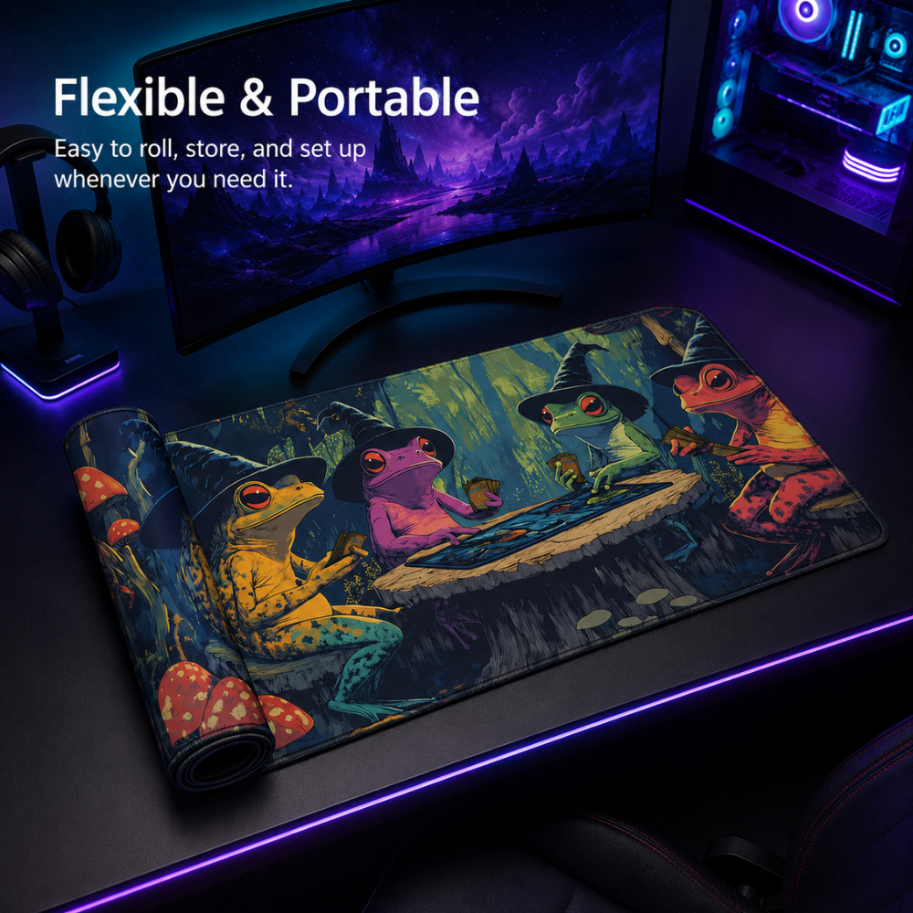 Großes Gaming Mauspad 30 × 60 cm mit Fantasy-Tiermotiv | Rutschfeste Gummi-Schreibtischunterlage mit genähtem Rand