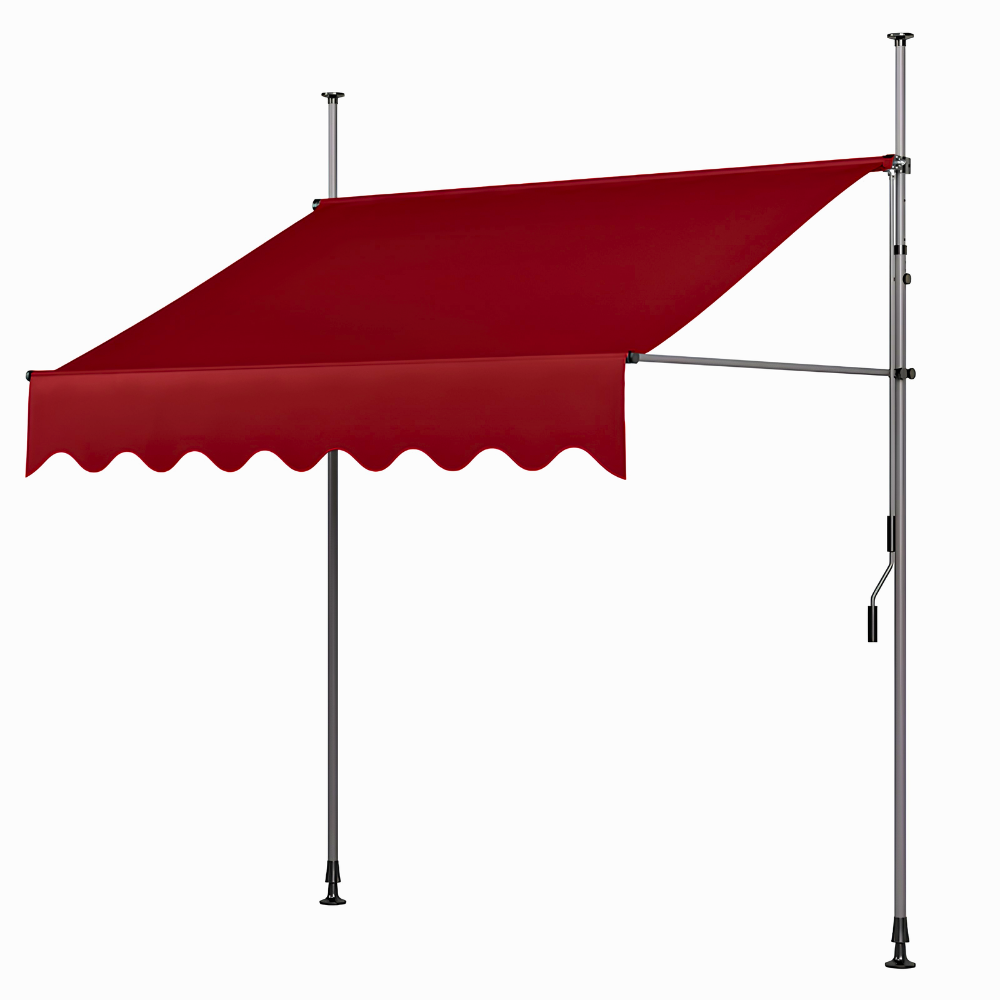 Klemmmarkise ohne Bohren | Manuell ausziehbare Balkonmarkise mit Kurbel, höhenverstellbaren Standrohren & Sonnenschutz für Terrasse, Garten und Balkon