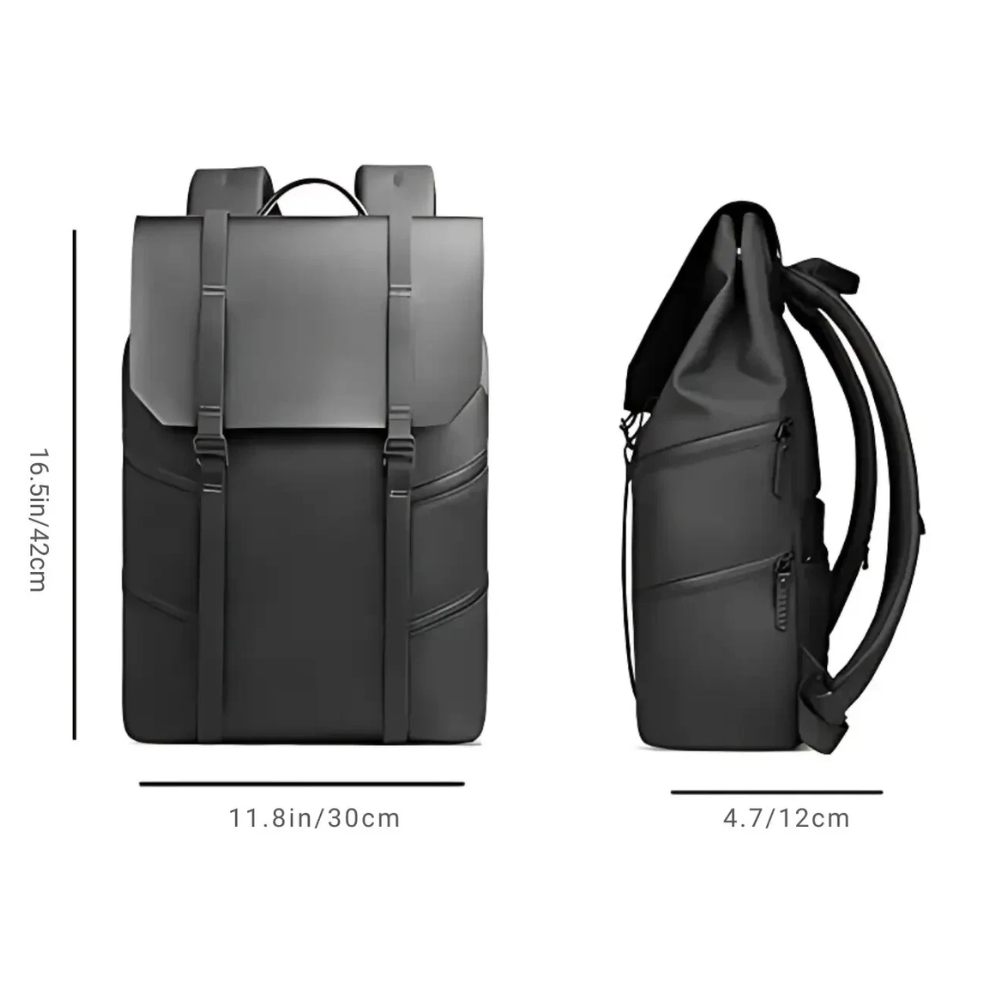 Urbaner Business-Laptoprucksack 30 × 12 × 42 cm – Wasserabweisender Oxford-Rucksack mit Trolleyband und Laptopfach