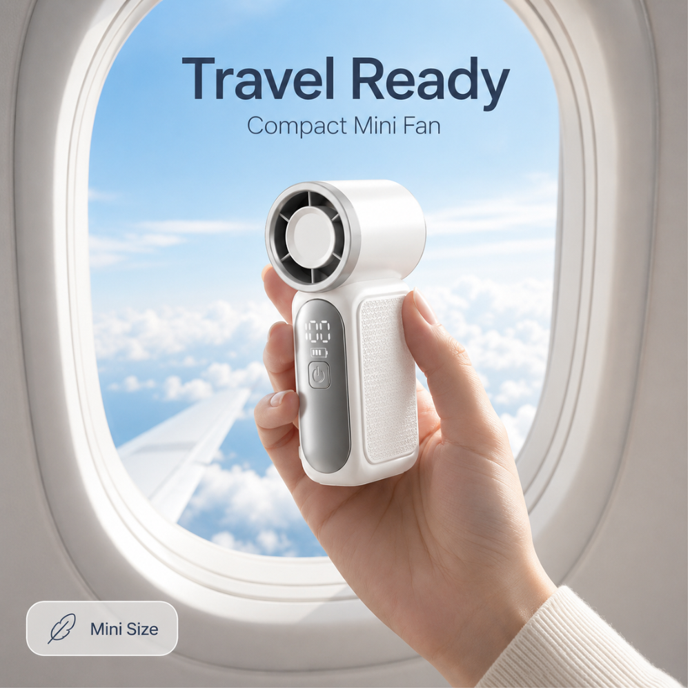 Tragbarer Mini-Turbo-Handventilator – USB-aufladbarer Hochgeschwindigkeits-Ventilator mit 100 Geschwindigkeitsstufen und Digitalanzeige