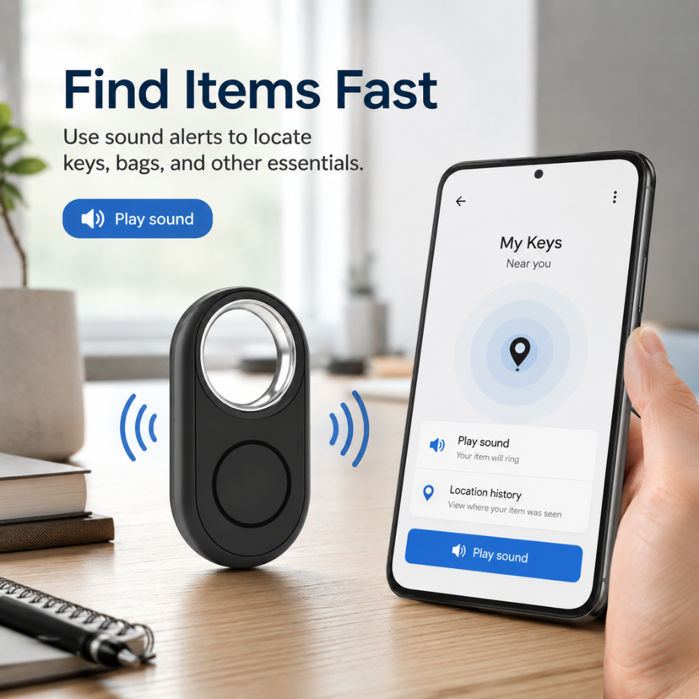 Bluetooth-Tracker für iPhone & Android – Smart Tag mit Apple Wo ist? & Google Find My Device für Schlüssel, Tasche & Gepäck
