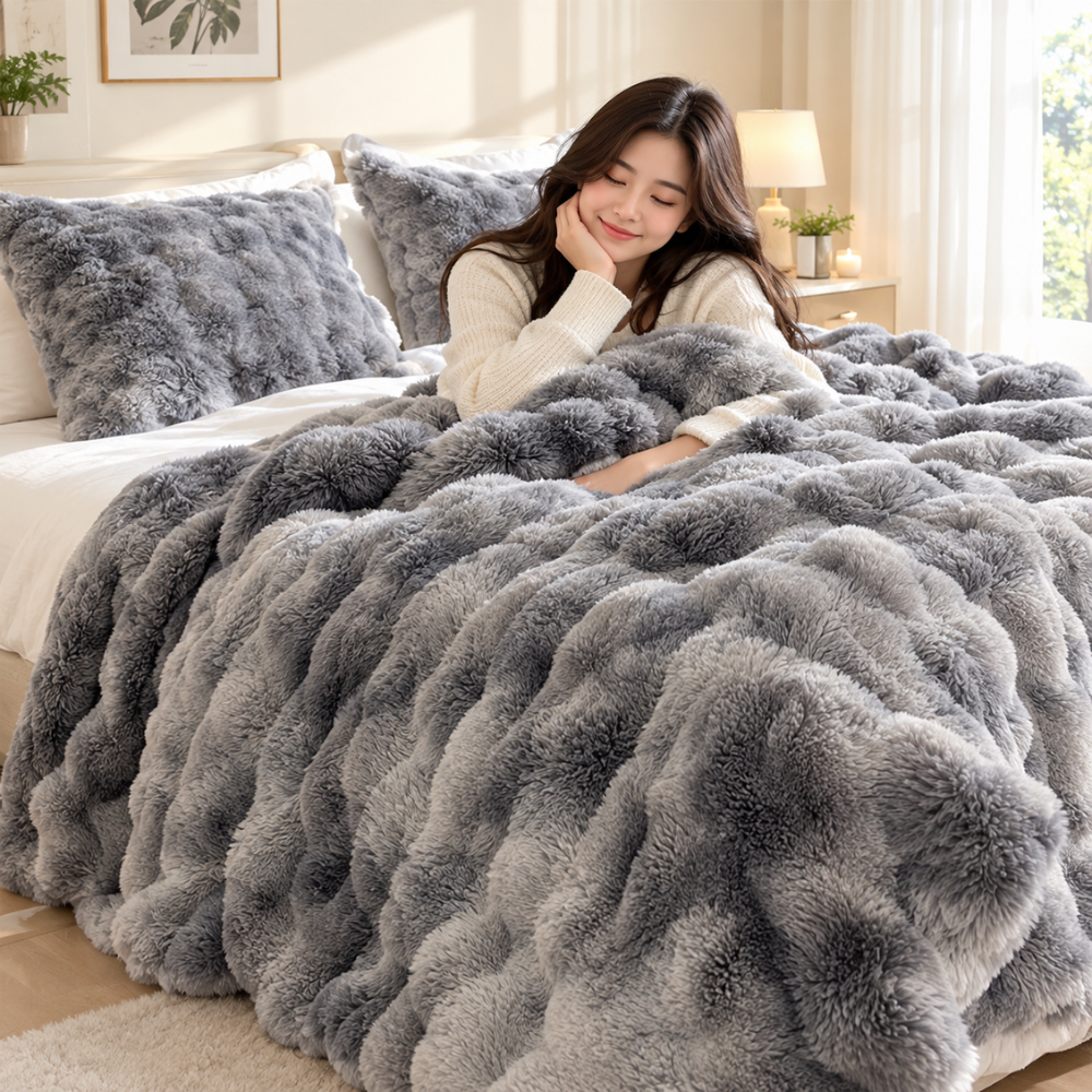 Luxuriöse Webpelz Kuscheldecke - Flauschige und stilvolle Bettüberdecke für Zuhause