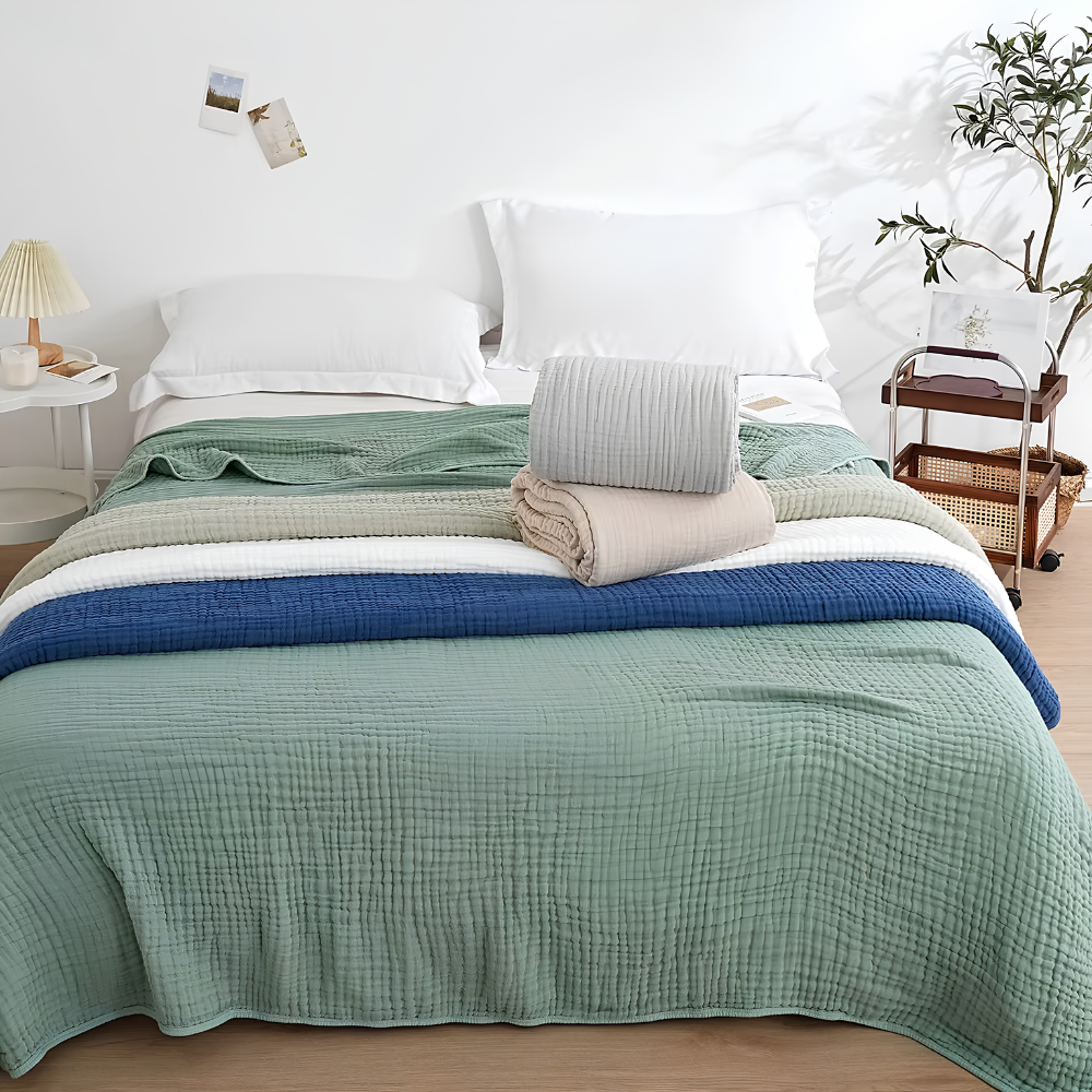Sano Musselin Kuscheldecke Baumwolle - Leichte Wohndecke & Sofadecke für Sommer & Übergang