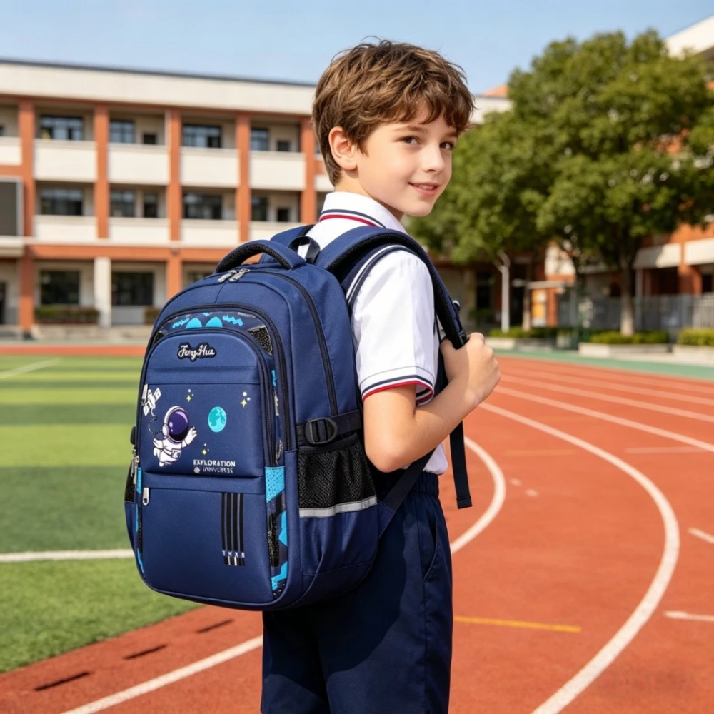 Astronauten-Schulrucksack für Grundschüler – Wasserabweisender Rucksack mit ergonomischem Rücken & viel Stauraum