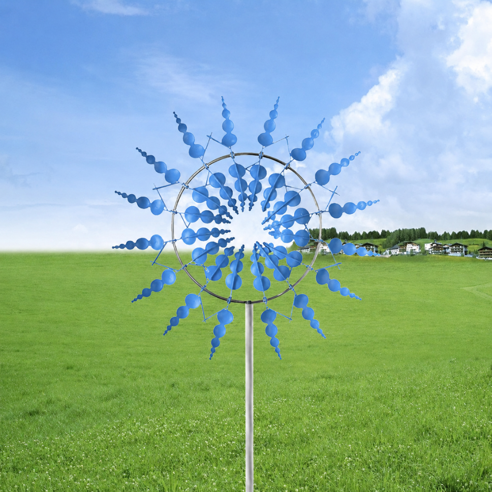 Metall Windrad für Garten – Bunter Kinetischer Windspinner als Dekoration für Rasen, Terrasse & Balkon