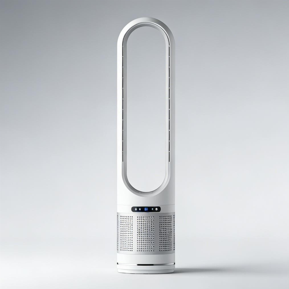 Leiser Turmventilator mit Fernbedienung & Timer – Flügelloser Standventilator mit WLAN-App und 8 Geschwindigkeiten