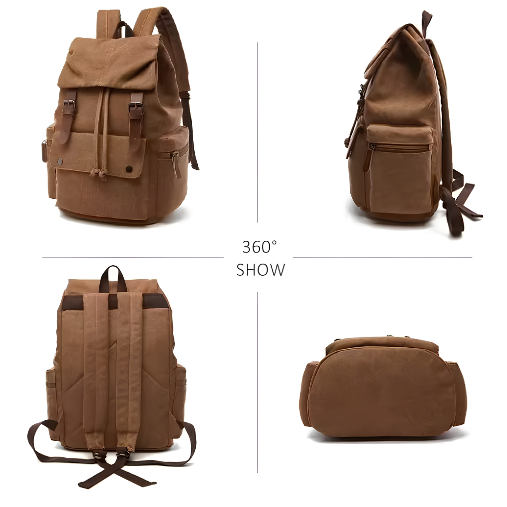 Vento Vintage Canvas Rucksack Herren & Damen - Robuster Laptop Rucksack für Schule, Uni & Reisen