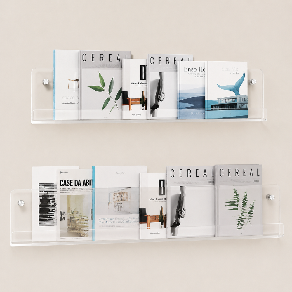 Transparentes Wandregal aus Kunststoff Wandmontierter Prospekthalter für Bücher Zeitschriften Magazine Büro Zuhause