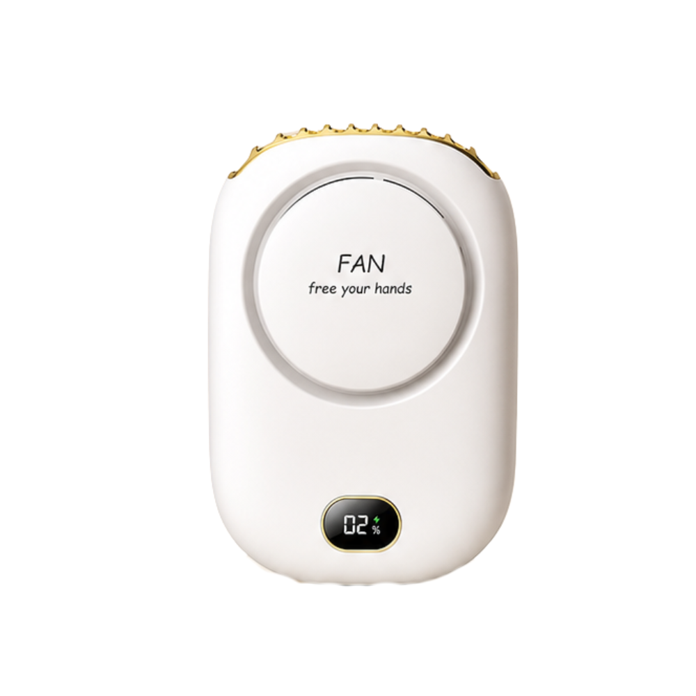Tragbarer Halsventilator mit Display – USB-aufladbarer Mini-Ventilator mit 3 Geschwindigkeitsstufen und Trageband für Reisen & Outdoor