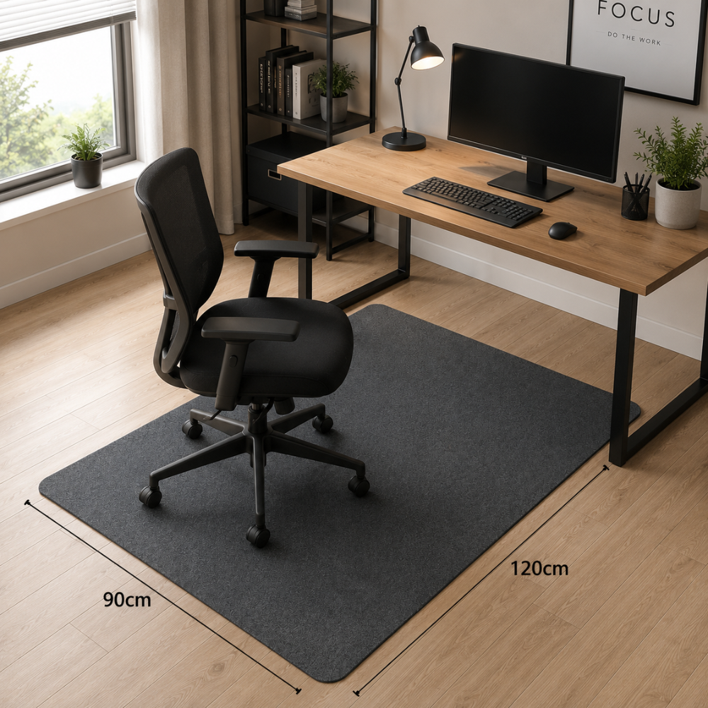 Bürostuhlmatte 90 x 120 cm – Rutschfeste Bodenschutzmatte für Bürostuhl, Gamingstuhl & Homeoffice