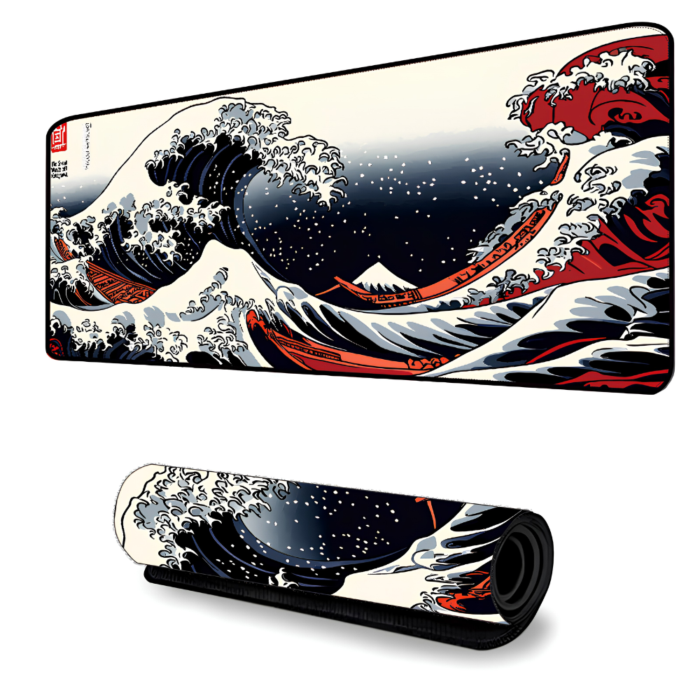 Schreibtischunterlage & Gaming-Mauspad 30x60 cm Japan-Design – Rutschfeste Naturkautschuk-Spielmatte für TCG, Kartenspiele, Büro & Gaming