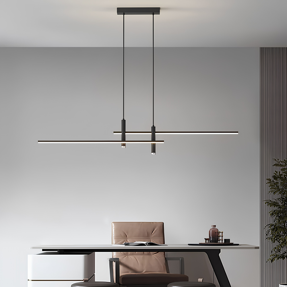 Lineare Pendelleuchte in Schwarz – Höhenverstellbare Metalllampe mit dimmbarem warmem Licht