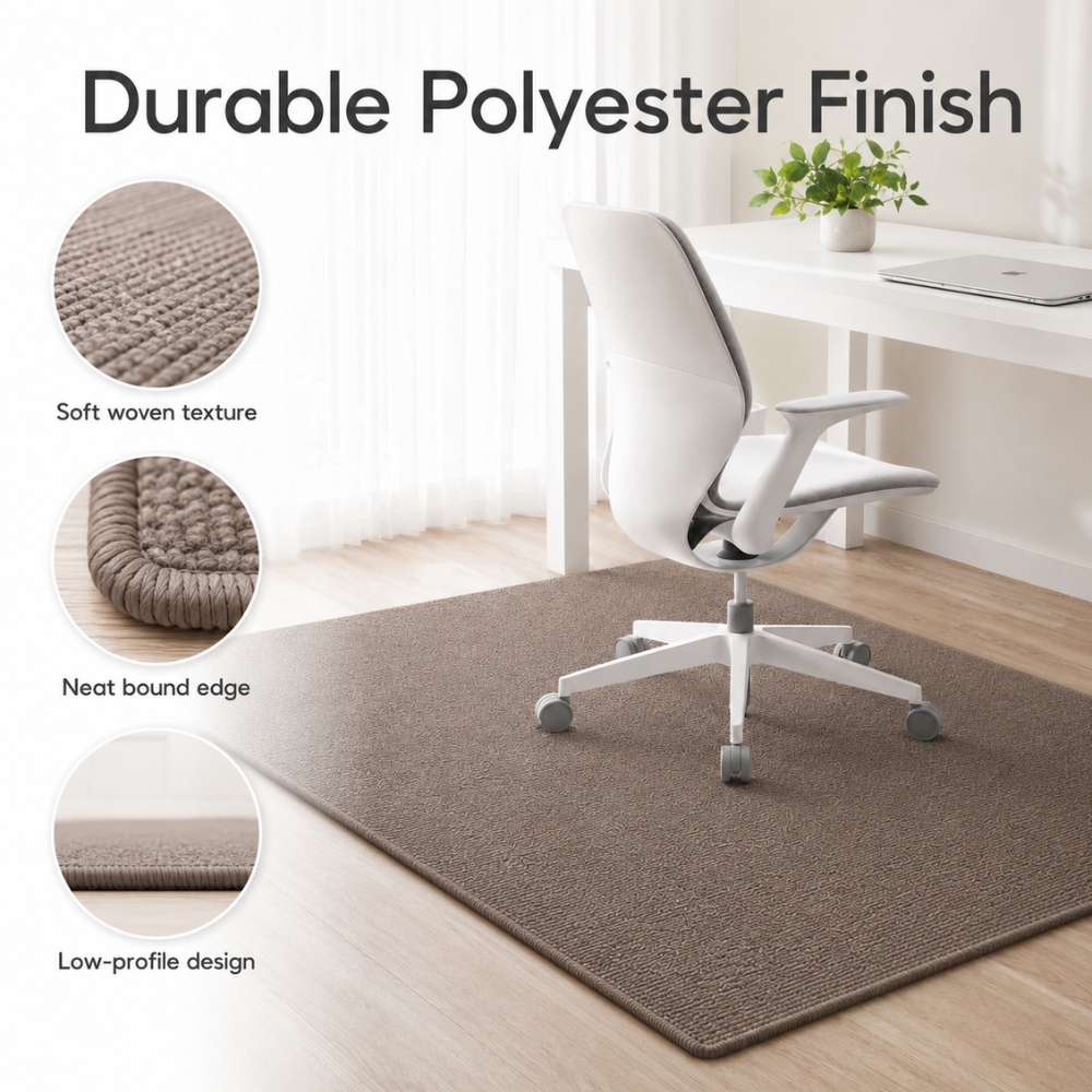 Rutschfeste Bürostuhlmatte aus strapazierfähigem Polyester | Bodenschutzmatte für Schreibtischstuhl und Homeoffice