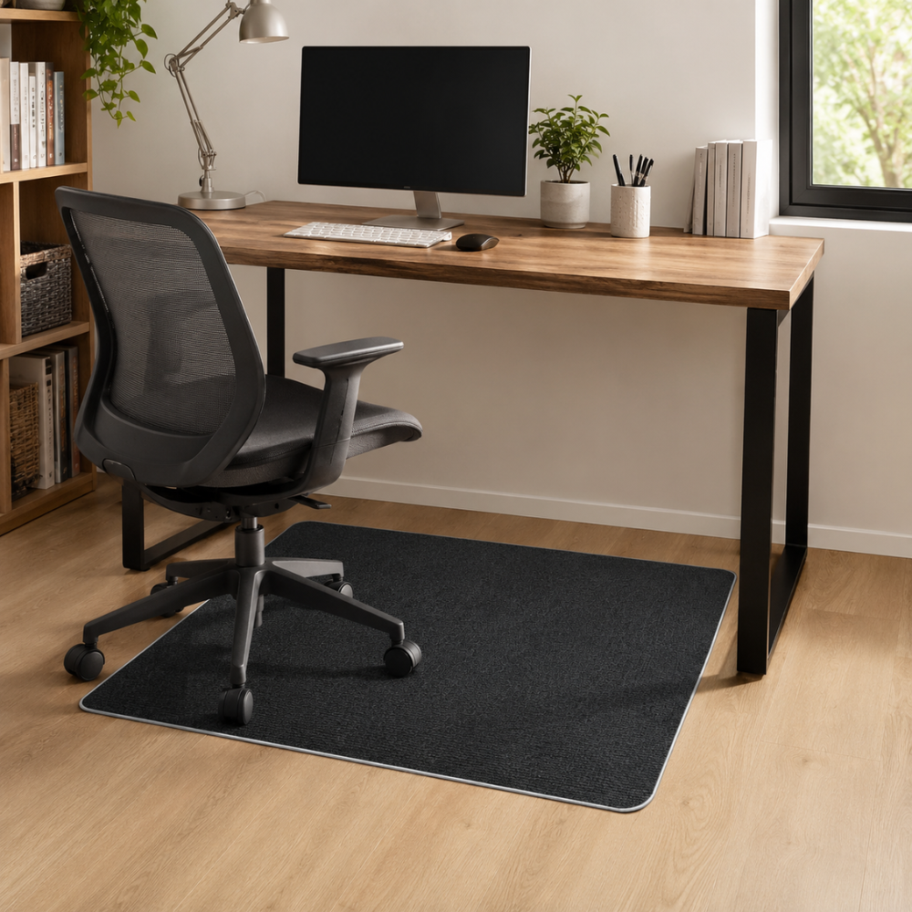 Rutschfeste Bürostuhlmatte aus strapazierfähigem Polyester | Bodenschutzmatte für Schreibtischstuhl und Homeoffice
